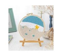 Series of Scenery Punch Needle Embroidery Starter Kits Punch Needle Tool Threader Fabric Embroidery Hoop Yarn Rug Punch Needle