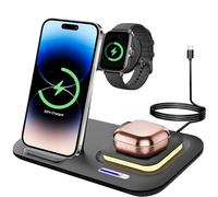 SERIONR 3 in 1 Caricatore Wireless Compatibile con iPhone 17/16/15/14/13/12/11/X/8 Pro Max/Plus,Stazione di Ricarica Rapidaper Apple Watch 10/9,Portatile Induttiva Wireless Charger per AirPods Pro 3 2