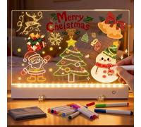 SERIONR Lavagnetta in Acrilico con luci LED, 30x20 cm Lavagna per appunti a LED con colori, Led glow drawing board riutilizzabile, 5 modalità e 7 colori per scuole case uffici bar ristoranti