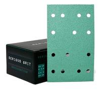 Serious Grit - Fogli abrasivi a 14 fori, grana 80, adatti a Festool RTS 400 e Mirka Deos 353 - Carta vetrata per levigatrici a foglio - Confezione da 50 pezzi