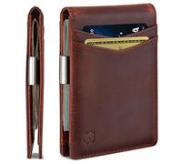SERMAN BRANDS Portafoglio con fermasoldi, da uomo, sottile tasca frontale, blocco RFID, porta carte minimalista, mini pieghevole, Canyon Trasformatore Rosso, slim