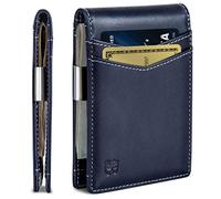 SERMAN BRANDS Portafoglio con fermasoldi, da uomo, sottile tasca frontale, blocco RFID, porta carte minimalista, mini pieghevole, Trasformatore blu atlantico Z, slim