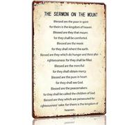 Sermon on the Metal Tin Sign Matthew Chapter 5 Bible Verse Wall Decor Rustic Scripture Design for Home Living Room Bedroom 8 X 12 inch