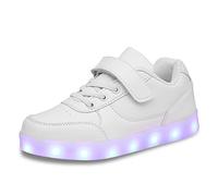 SEROUNY Scarpe da ginnastica per bambini con luci a LED, alte e ricaricabili, con USB, lampeggianti, per bambini e bambine, 08 bianco, 13 Little Kid