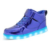 SEROUNY Scarpe da ginnastica per bambini con luci a LED, alte e ricaricabili, con USB, lampeggianti, per bambini e bambine, Blu, 12.5 Little Kid