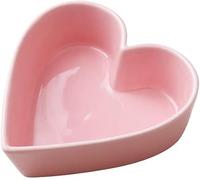 SERPEN Simpatica ciotola in ceramica rosa a forma di cuore, stile romantico, adatta al microonde e al forno, perfetta per snack, dessert, frutta, banchetti