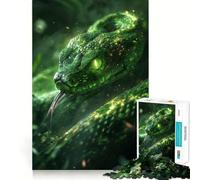 Serpente al neon in verde, puzzle per adolescenti, 1000 pezzi, gioco di logica, antistress, taglio netto, regalo di compleanno (50x75cm)