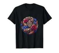 Serpente Arrotolato con Papaveri Rossi e fiordalisi Blu Maglietta