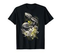 Serpente arte amante degli animali illustrazione fiore grafica serpente Maglietta