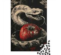 Serpente Bianco Puzzle 1000 Pezzi Carta per Adulti Mela Rossa Gioco di Puzzle 1000 Pezzi Relax Famiglia 38x26cm/1000pcs
