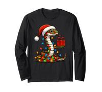 Serpente Che Indossa Un Cappello di Babbo Natale Che Tiene Una Scatola Regalo Carino Ragazzi Natale Maglia a Manica