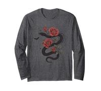 Serpente e rosa con pipistrello stile gotico Maglia a Manica