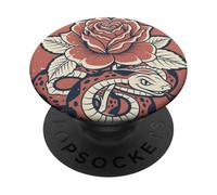 Serpente e Rosa Gotico Serpente Fiore Simbolo di Rinascita PopSockets PopGrip Adesivo