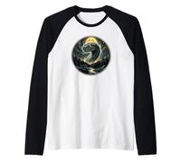 Serpente Guardando la Luna Mistico Rettile Maglia con Maniche Raglan