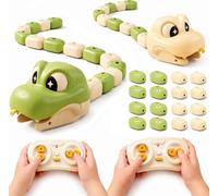 Serpente magnetico con telecomando + 2 giocatori | Plastica ABS morbida, luci e suoni, ricaricabile tramite USB, 8+ anni, regalo di Natale, rosa/verde/beige. Verde