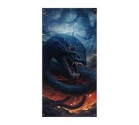 Serpente nero in fiamme banner per porta di benvenuto primavera estate copertura per porta sfondo appeso bandiera portico segno per porta d'ingresso decorazioni per feste stagionali per interni ed