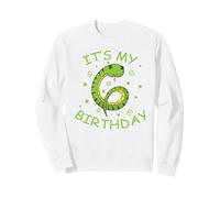 Serpente per 6° Compleanno Come Numero Bambina Felpa, Unisex per Adulti, Bianco, M