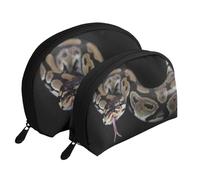Serpente pitone, Borsa per trucco a conchiglia Portamonete da donna Borsa da toilette piccola Borsa per cosmetici 2 pezzi