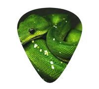 Serpente verde rettile,12 pezzi di plettri per chitarra, 3 plettri di diverso spessore per chitarra acustica, basso, ukulele