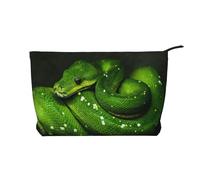 Serpente verde rettile, Borsa per cosmetici in velluto a coste Borsa per il trucco Borsa da viaggio portatile