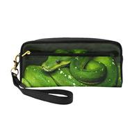 Serpente verde rettile, Borsa per il trucco Borsa per cosmetici Borsa da viaggio portatile da toilette Astuccio in pelle per donne e ragazze