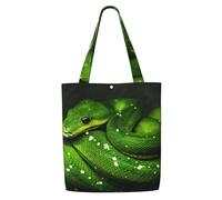 Serpente verde rettile,Borse della spesa riutilizzabili, borse per la spesa, borsa a tracolla in tela di grande capacità