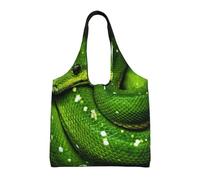 Serpente verde rettile,Borse riutilizzabili, borse della spesa, borsa a tracolla in tela di grande capacità