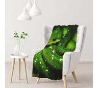 Serpente verde rettile,Coperta morbida, calda, anti-pilling, in flanella, peluche, 76 x 102 cm