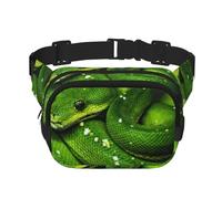 Serpente verde rettile, Marsupio quadrato a doppio strato, borsa da viaggio, marsupio casual
