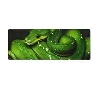 Serpente verde rettile,Tappetino per mouse grande, da scrivania, per tastiera e computer, con base in gomma antiscivolo, 30 x 80 cm
