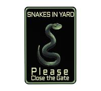 Serpente Vistoso Nel Cortile, Per Favore Chiudi Il Cancello Targa In Metallo Divertente Cartelli Metallo Vintage Poster Metal Per Bagno Cucina Bar Pub