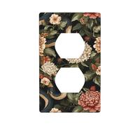 Serpenti con crisantemi peonie copertura interruttore luce copertura decorativa 1 banda piastra da parete per cucina camera bagno dimensioni 7 x 11,4 cm