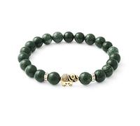 Serpentina bracciale con vere perle di pietre naturali e elefante
