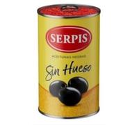Serpis Olive Cacereña Nere Snocciolate, Latta da 300 g, Peso Sgocciolato 130 g, Confezione da 3