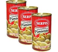 Serpis - Olive verdi ripiene di pimentos rosso, 350 ml, confezione da 3