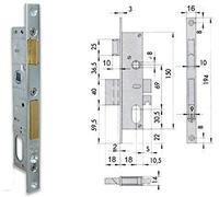Serratura montante infilare 44220 cisa b.q zinc f.mm 16 f.ovale m1+scr+q8 e.mm 1