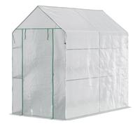 Serra a Casetta 186x120x190 cm con Porta a Cerniera Rivestimento in PE Bianco