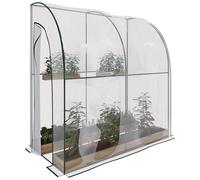 Serra A Casetta Da Parete Muro In Acciaio Per Giardino Piante Fiori Orto Copertura Trasparente in PVC Con 2 Porte Avvolgibili A Cerniera Protezione Piante Giardinaggio 200 x 100 x 215 Cm