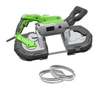 Serra a nastro da 1100 W per metallo e legno, serra a nastro portatile con 2 lame, regolazione a 6 velocità, serra a nastro portatile per il taglio dei metalli, luce LED, adatta per acciaio massiccio
