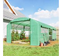 Serra a Tunnel con 3 Porte Avvolgibili e 6 Finestrelle, in Acciaio Zincato e PE, 6x3x2 m, Verde