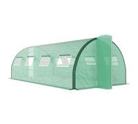 Serra a Tunnel Outsunny, Serra a Tunnel di 18 m², con 8 finestre e 2 Porte a Battente, Tessuto PE, Struttura in Ferro zincato, Verde