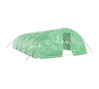 Serra con telaio in acciaio e pellicola in polietilene, verde, 50 m², 10 x 5 x 2,3 m, per giardino e balcone, con ventilazione, protezione dal gelo, allevamento di verdure, fiori ed erbe