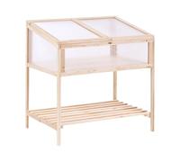 Serra da balcone in legno Letto da giardino rialzato Pannello trasparente Marrone chiaro