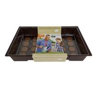 Serra da coltivazione in plastica, 348 x 233 x 112 mm, con 24 pastiglie fonte, Ø 36 mm, con coperchio trasparente