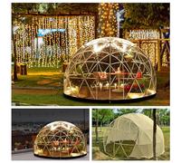 Serra da giardino a cupola igloo, 3,7 x 2,2 m, in PVC, resistente, tenda a bolle con 2 corde luminose da 10 m, trasparente, per esterni, feste (con copertura parasole)