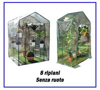 Serra da Giardino Balcone Terrazzo 8 Ripiani Acciaio per Piante Fiori No Ruote