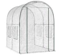 Serra da giardino con cornice, 160 x 200 x 192,5 cm, in PVC, trasparente | Copertura in PVC trasparente, telaio in acciaio verniciato a polvere, finestre zanzariera, porta frontale con cerniera