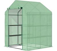 Serra da Giardino con Scaffali 143x138x190 cm in PE e Porta Avvolgibile Verde