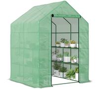 Serra Da Giardino Con Scaffali, Copertura In Pe E Porta Avvolgibile, 143x138x190 Cm, Verde