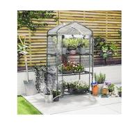Serra da Giardino e Balconi in acciaio con copertura in PVC impermeabile per Orti, Piante e Fiori (3 Ripiani - 69x49x130H cm)